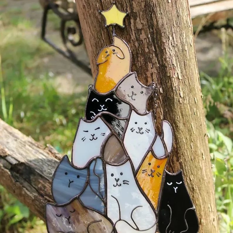 🌲Early Christmas Sale 48% OFF😻Cat Christmas Tree Suncatcher Ornament