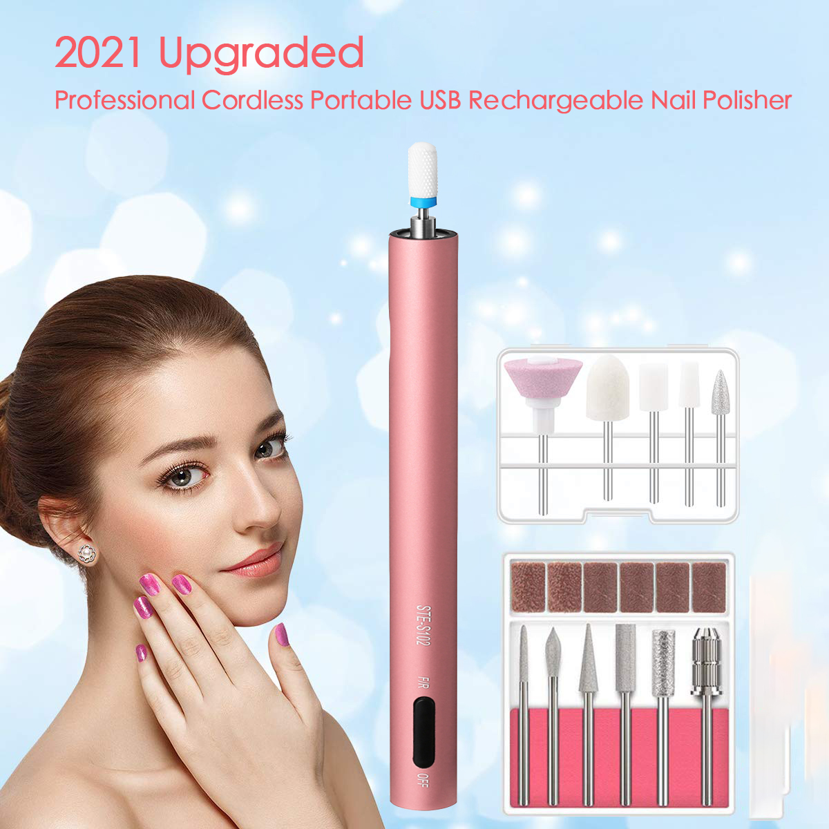 (Summer Flash Sale- 50% OFF) Upgraded Professional Cordless Portable USB Rechargeable Nail Polisher