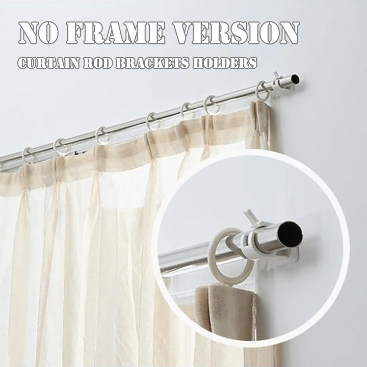 No Frame Version Curtain Rod Brackets Holders - 1 Set