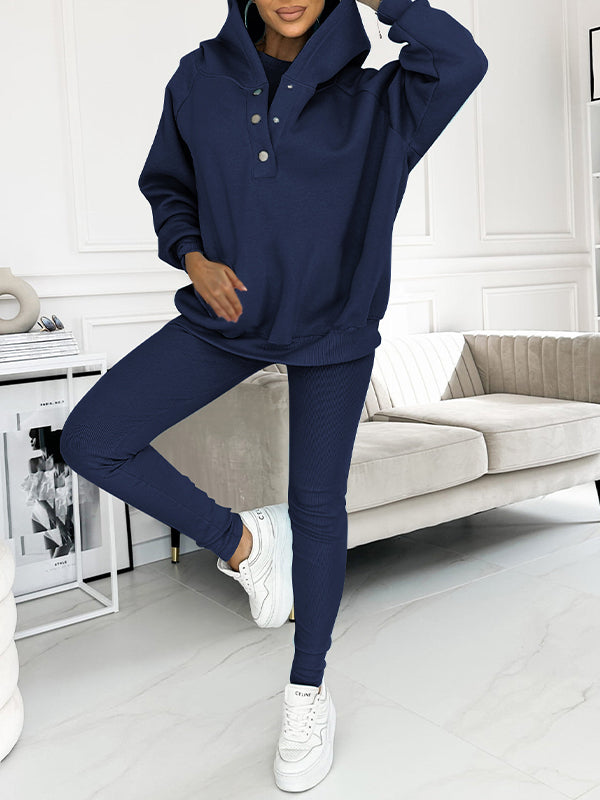 Women Plus Size Hooded Casual and Comfortable Sweatshirt Two-piece Suit