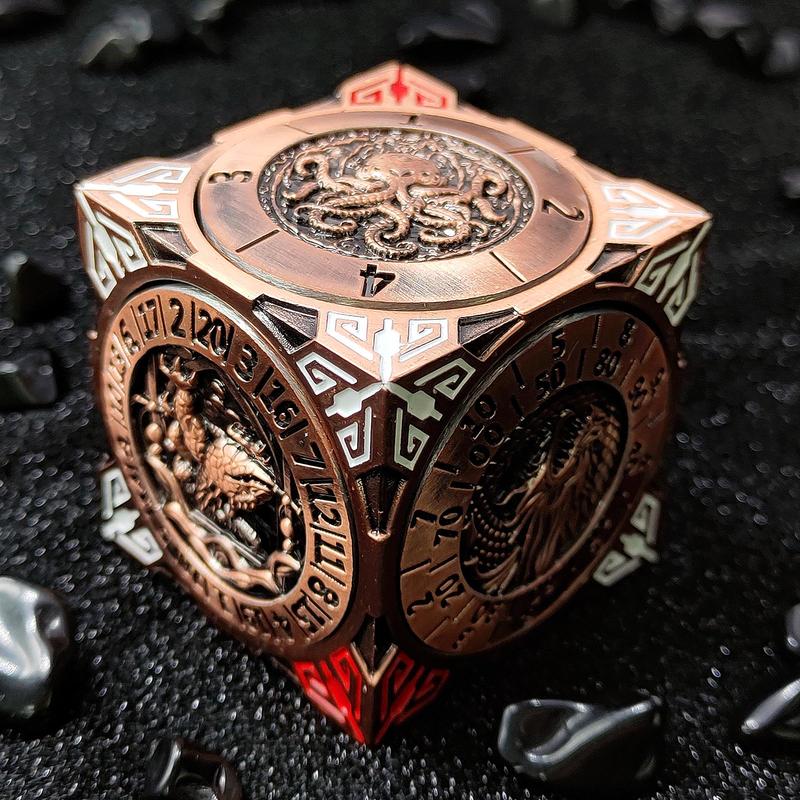 2025 New DND Fidget Spinner DICE: 7-in-1 Metal DND Dice Cube – 6-Sided Rotating Polyhedral Dice, Tabletop RPG Accessory for DMs and Player