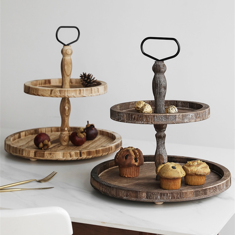 Vintage Wood 2 Tiered Tray