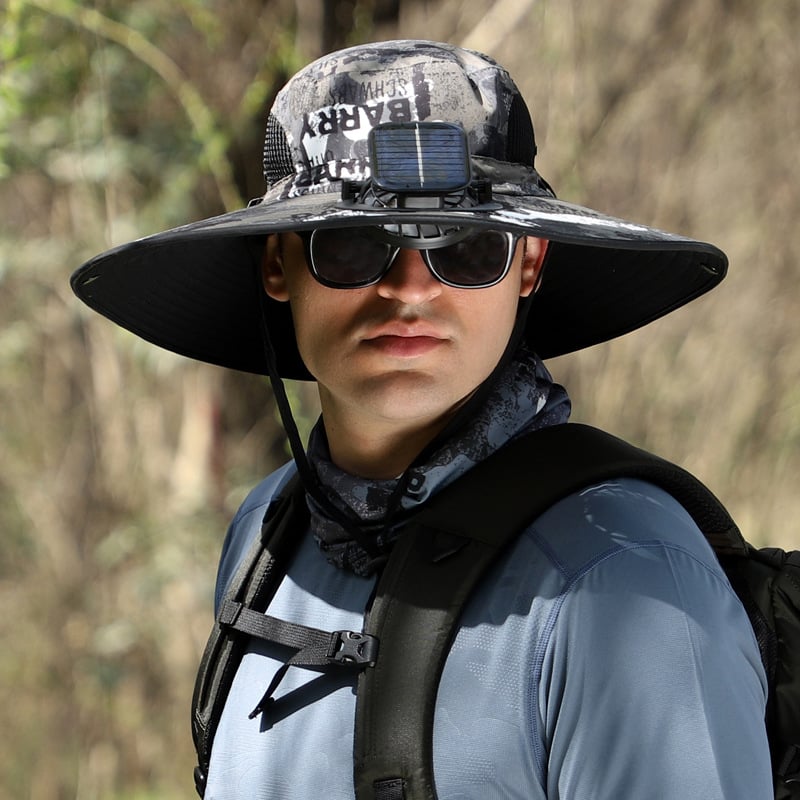 🔥Last Day Sale - Wide Brim Solar Fan Outdoor Fishing Hat-Solar & USB Charging