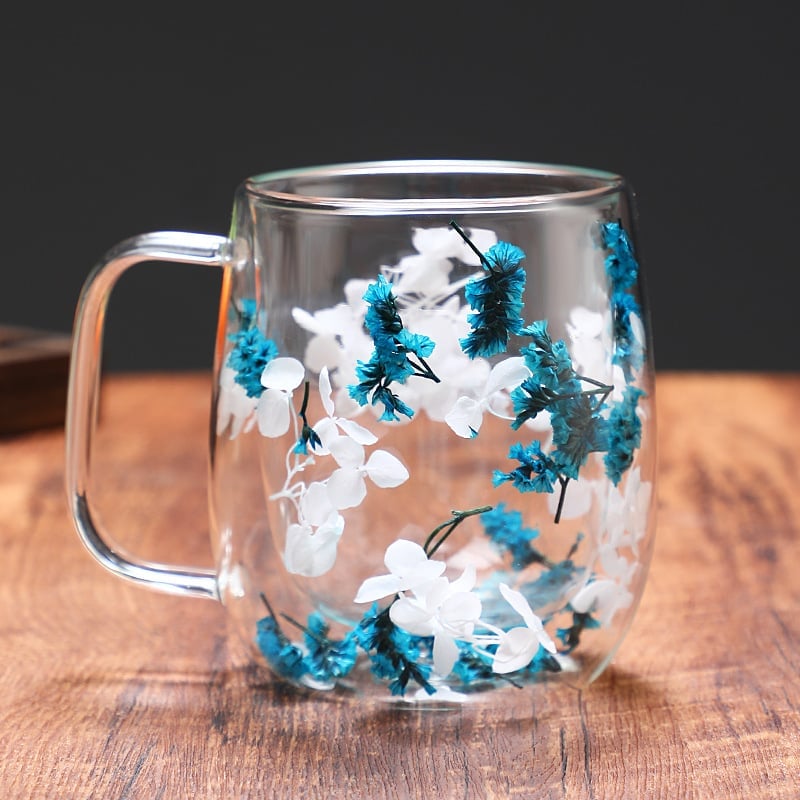 🎁TikTok Last Day Sale - 70% OFF🎄🌸Transparent Double Glass Flower Tea Cup
