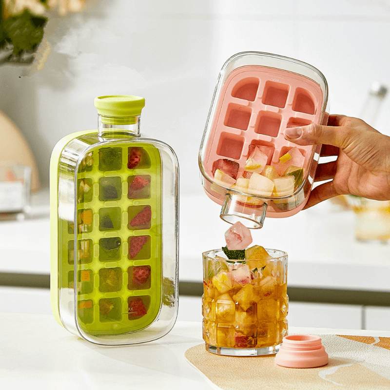 🔥Heißer Verkauf [49% Rabatt] - NUR HEUTE🧊 2-in-1-Eiswürfelflasche - schnelle Eisherstellung & erfrischende Schlucke