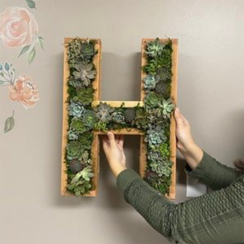 🎁Handmade Wooden Letter Shaped Wall Hanging Planter-A to Z
