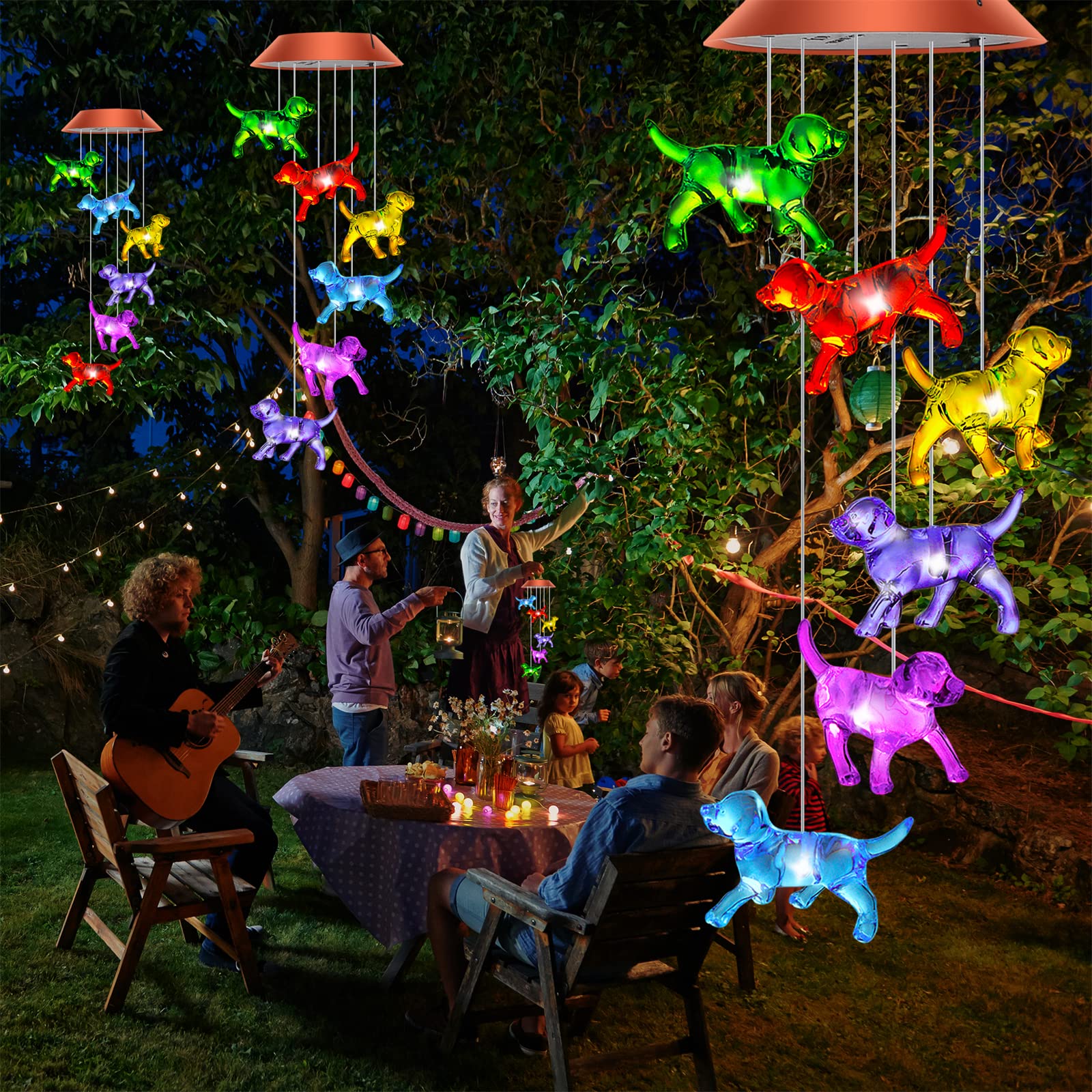 Dogs Color Changing Solar Wind Chime