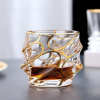 Gold Rim Wave Whiskey Glass