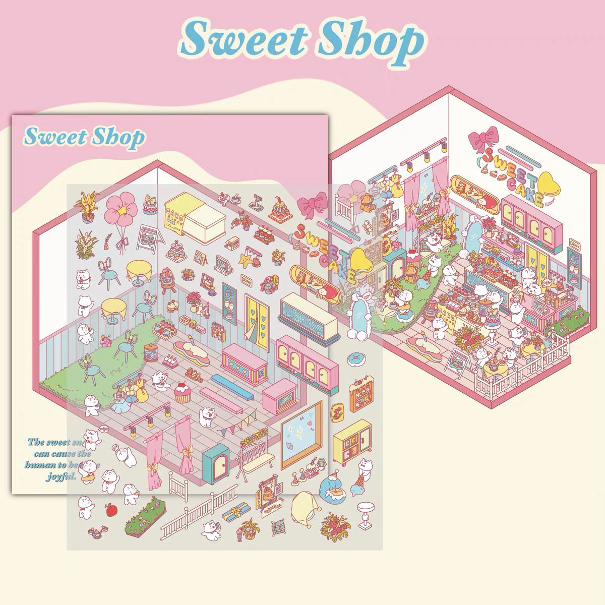 Shop Sticker Scenes! Create DIY Bookstore|Izakaya|Sweet Cake|Burger Shop|Hotpot Restaurant