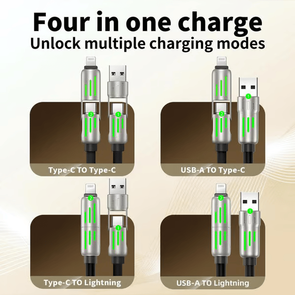 🔥4-in-1 USB Charging Cable MFish Fast Charging MAX 240W