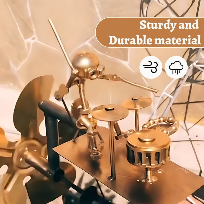 Metal Drummer Statue Courtyard Decoration