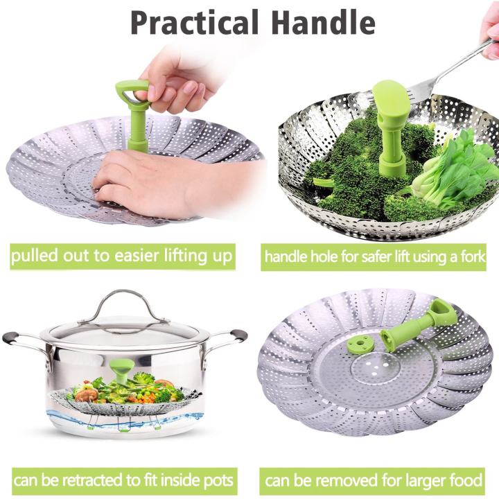 Stainless Steel Steamer Rack with Removable Handle, Buy 2 Get Extra 10% OFF