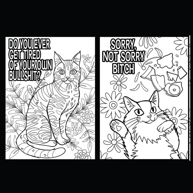 🔥Last Day Promotion 70% OFF💥Funny Kitty Memes Coloring Book For Adult Relaxation