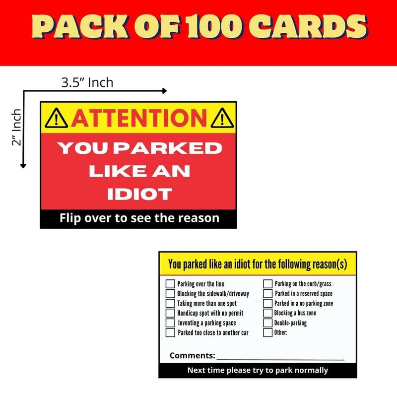 🔥Last Day Promotion 70% OFF🔥You Parked Like an Id10t Cards (100 cards)