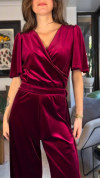 Women's V-neck Lace-up Suede Casual Jumpsuit