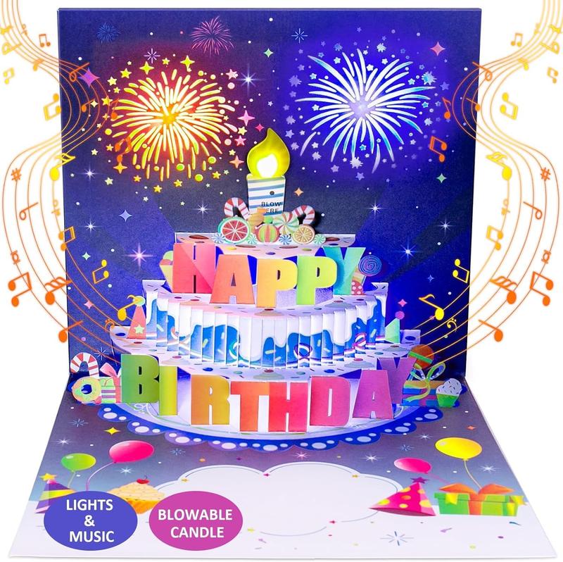 Birthday Pop-Up Card with Candle & Music