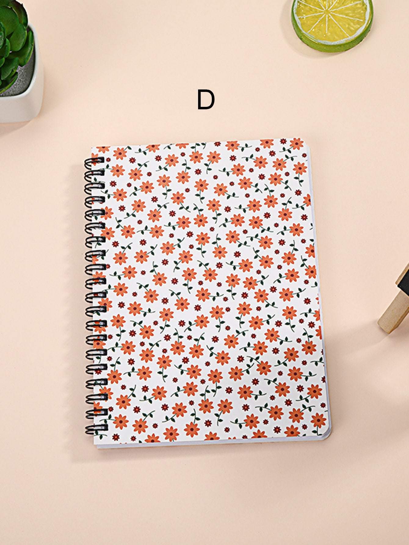 Floral Overlay Print Spiral Notebook 1pack