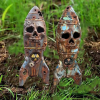 Handmade Resin Skull Bomb Decorations with Graffiti Nuclear Logos