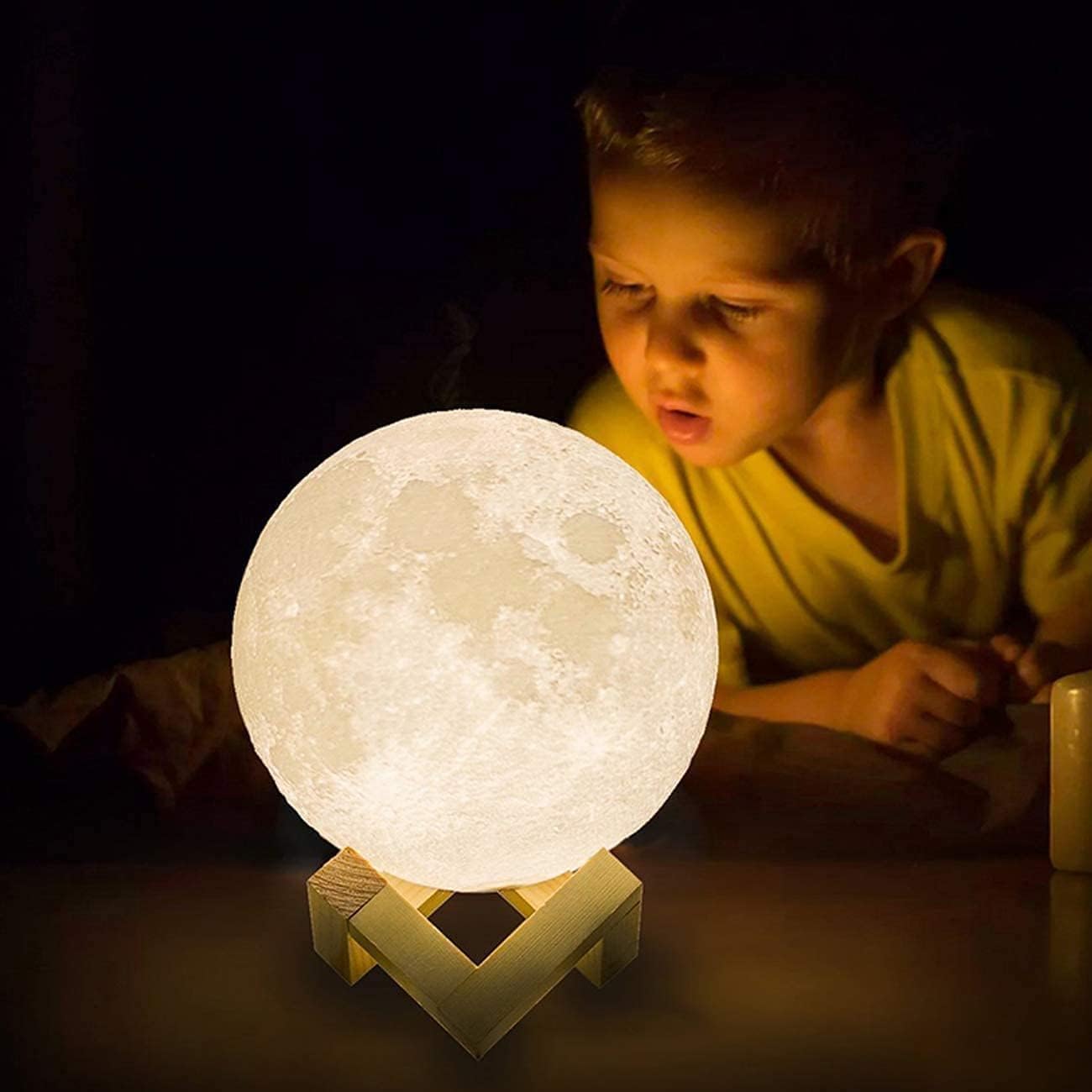 CPLA Moon Lamp 2024 Upgrade 6inch 128 Colors, Kids Room Decor Home Decor- 3D Printing Moon Night Light for Kids Adults- Gifts for Girls Boys Men Women Birthday- Wooden Stand & Remote/Touch Control