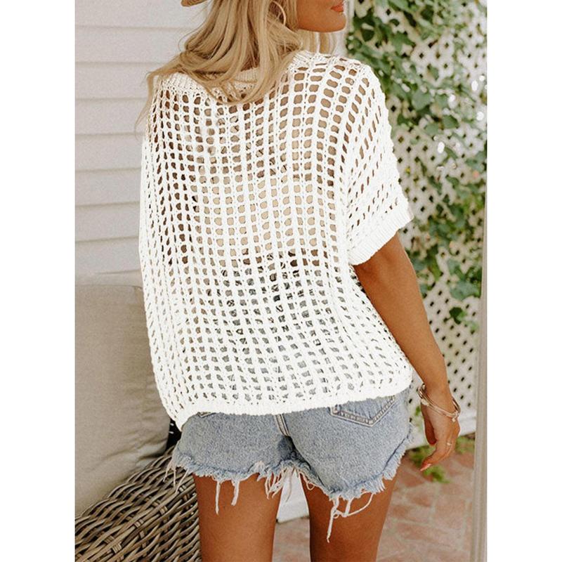 Letzter Tag 49 % Rabatt 🎁Damen Sommerpullover mit U-Ausschnitt und kurzen Ärmeln