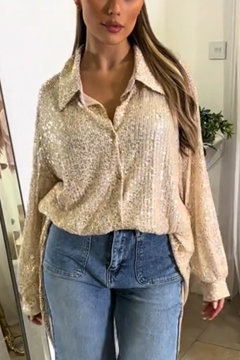 Women's Cool Sequin Button-Down Shirt