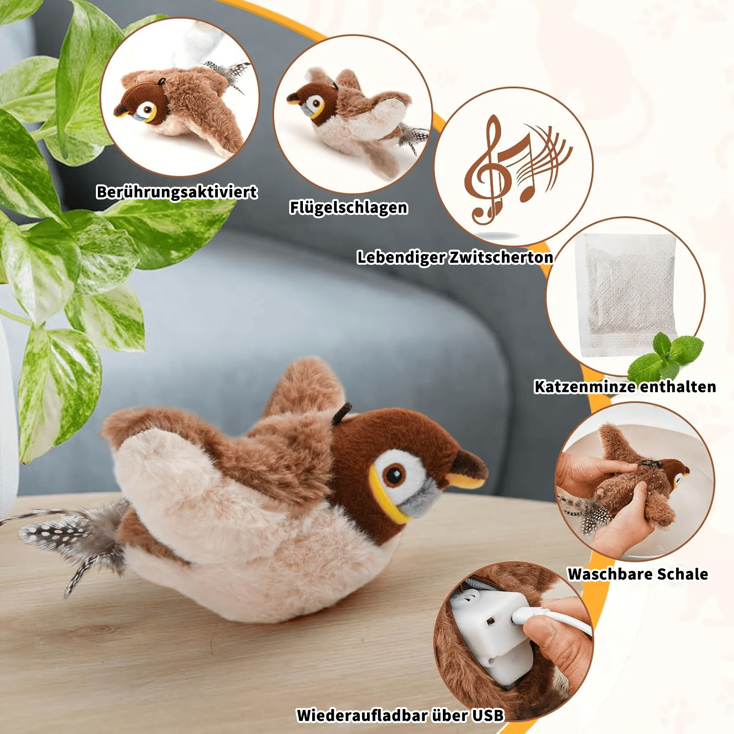 🔥Letzter Tag 49 % Rabatt🐾Flappendes Vogel-Katzenspielzeug