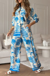 Ladies' Lapel Printed Loose Casual Suit