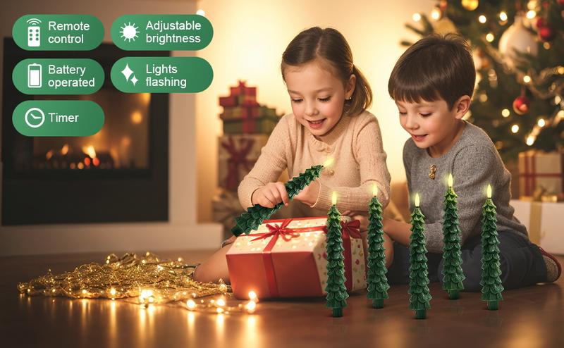 ⏰LAST DAY SALE 50% OFF💥Christmas Tree Flameless Taper Candles with Remote Timer