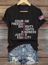 V-Neck Retro America Courage Freedom Diversity Rights Kindness Justice Equality Print T-Shirt