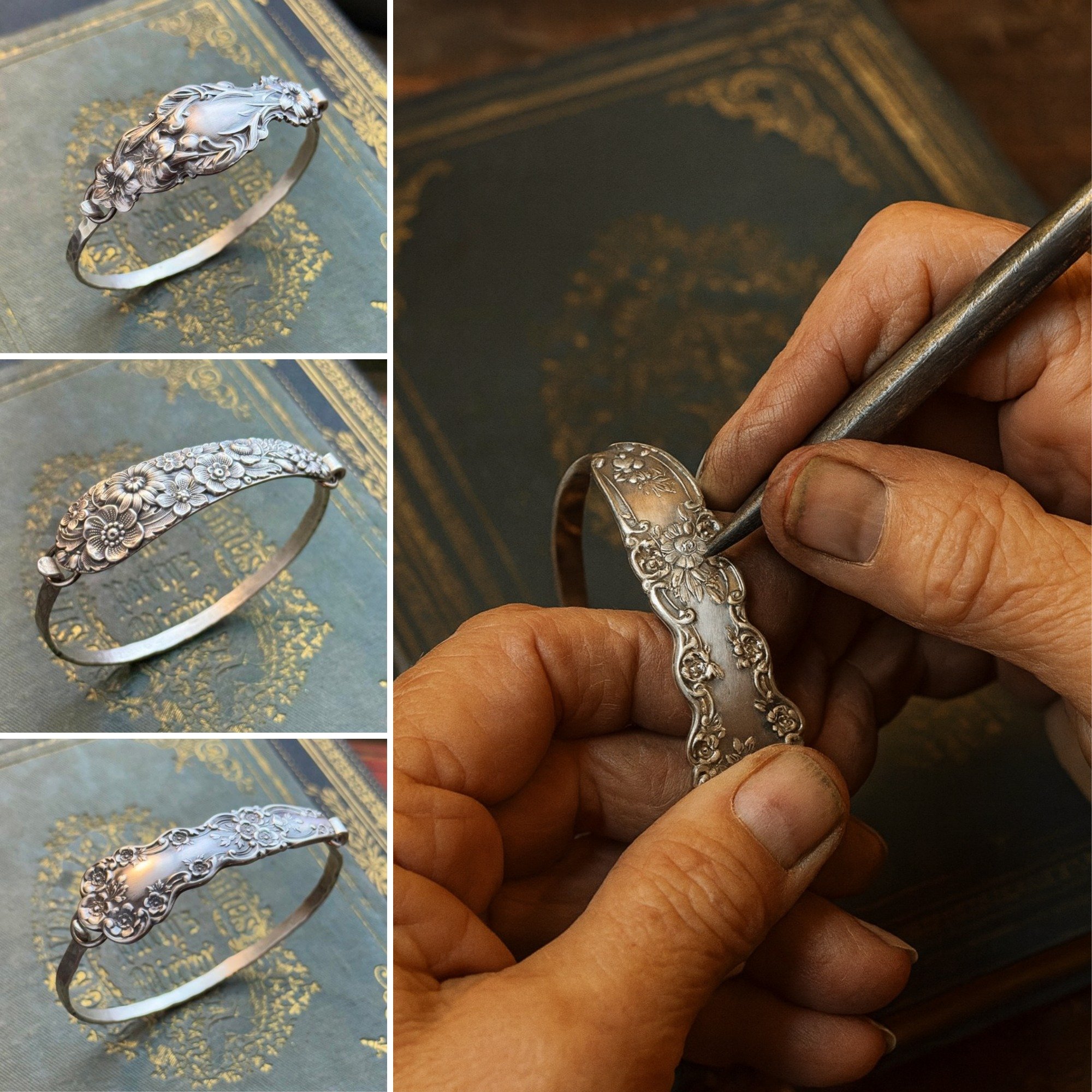 Handmade Spoon Bracelet – Sterling Silver(𝘾𝙧𝙖𝙛𝙩𝙚𝙙 𝙗𝙮 𝙈𝙖𝙧𝙠 𝘽𝙧𝙤𝙤𝙠𝙨)