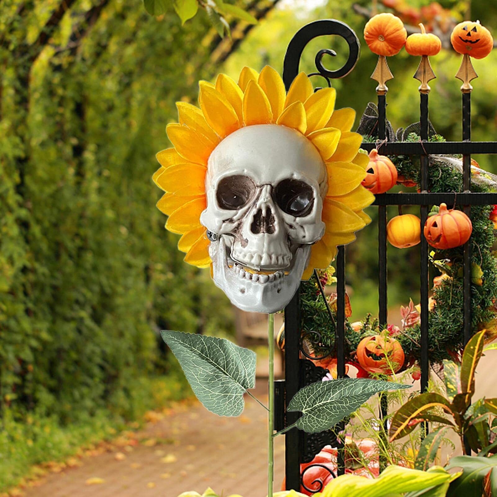 Halloween Sunflower Skull Head Garden Decoration