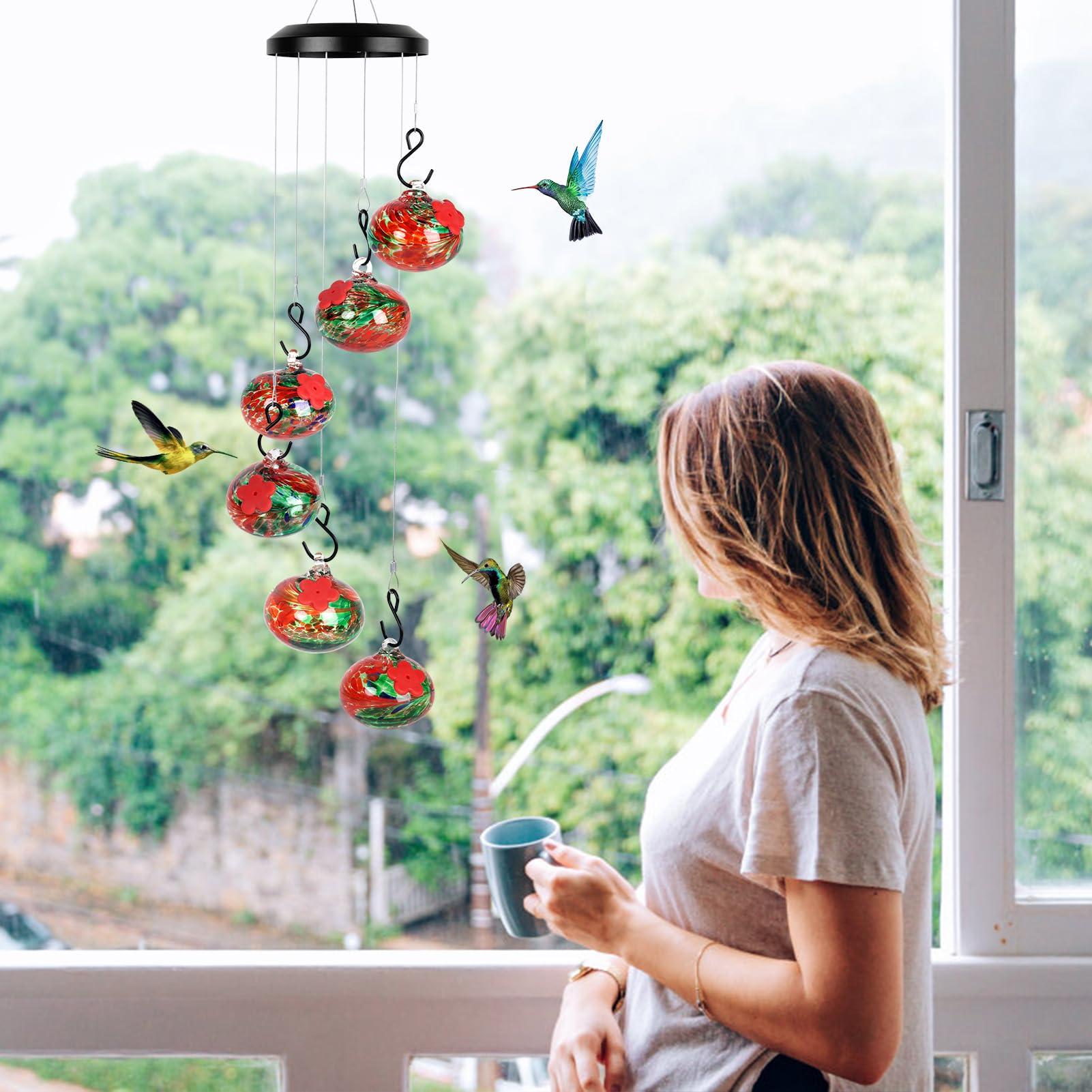 2024 New Charming Wind Chimes Hummingbird feeders Garden Decor