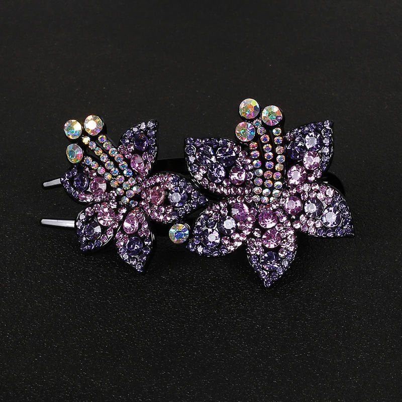 (Christmas Hot Sale- 49% OFF) Rhinestone Double Flower Hair Clip- Buy 4 Free Shipping