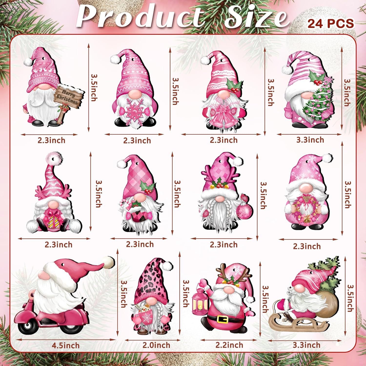 This Week 70％ OFF - 24 Pieces Christmas Wooden Gnome Ornaments