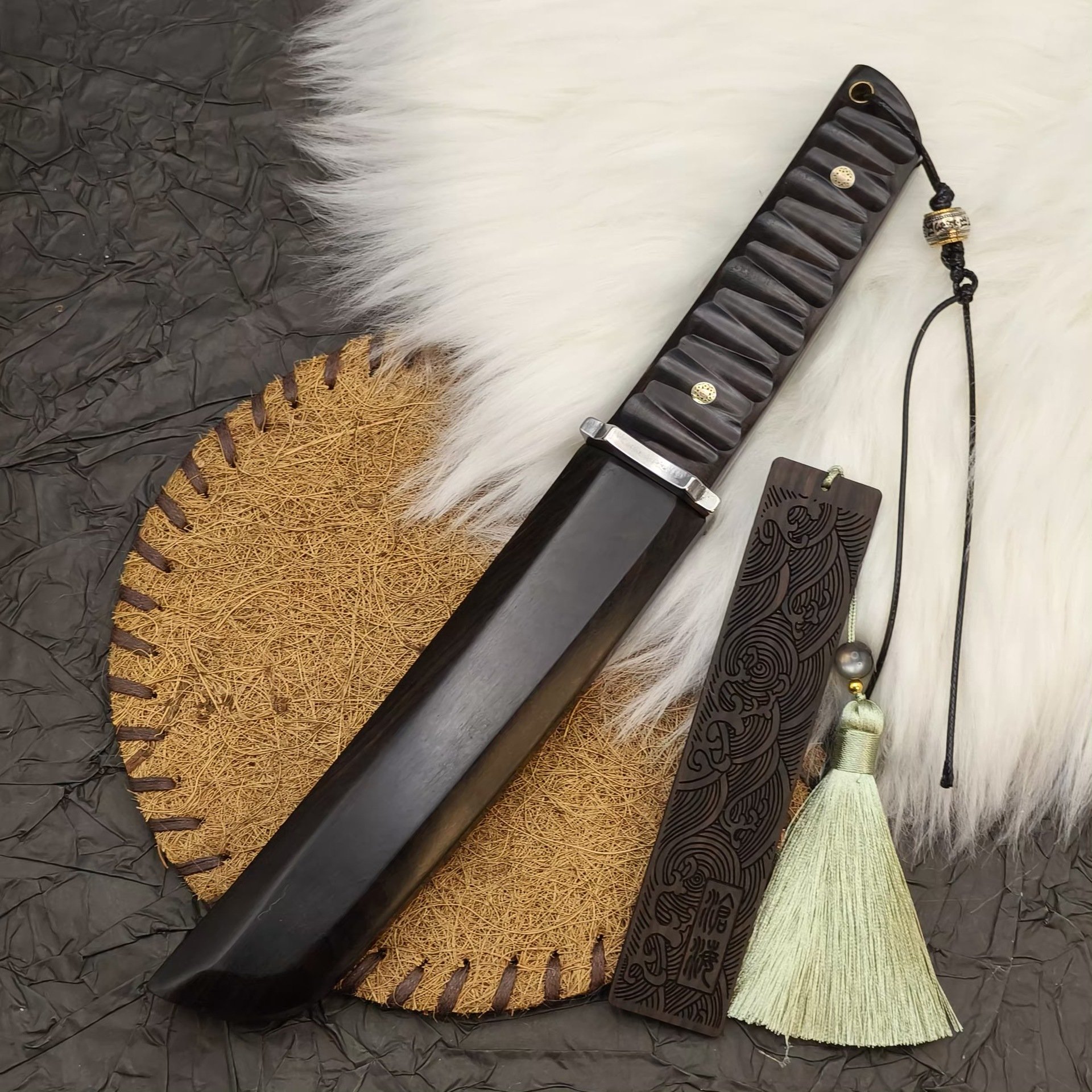 Ebony Damascus VG10 Steel samurai sword