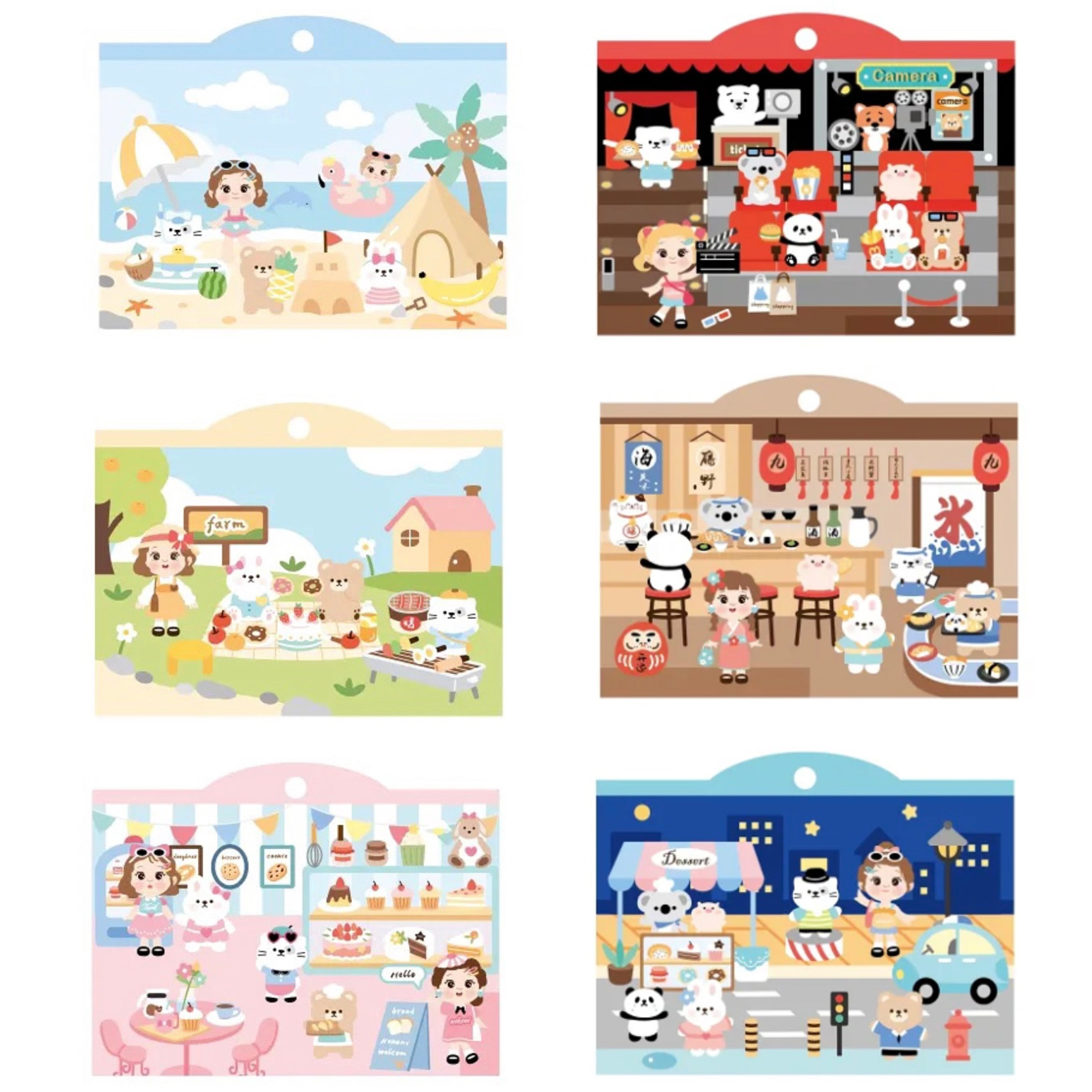 DIY Beach Party|Spring Outing|Dessert Shop|Sushi Restaurant Sticker Scenes