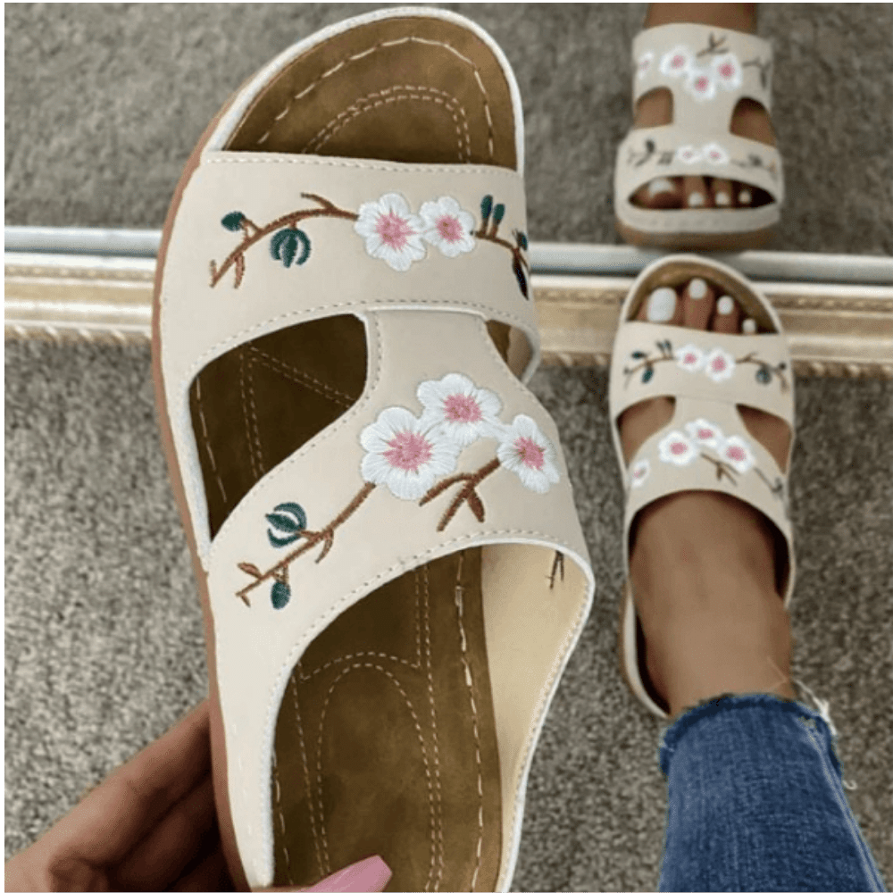 🎁LAST DAY 45% OFF🎁 Ortobloom Flower Embroidered Orthopedic Sandals