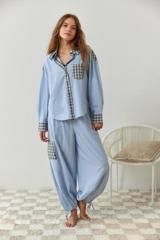 🔥Letzten Tag -70 % RABATT - Rosa lockeres Pyjama-Set