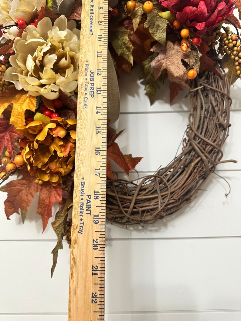 🍁Fall Harvest Sale: 60% OFF! Fall Maple Leaves Wreath, Small Autumn Front door wreath, wreath with berries and peonies, Thanksgiving Harvest Grapevine