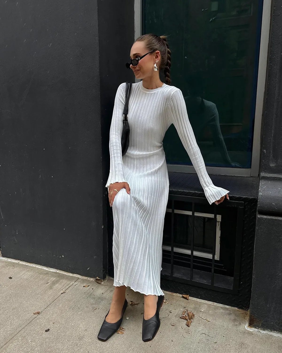 Last Day Promotion 48% OFF - 🔥2023 Fall New Sleeved Knit Midi Dress