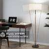 2-Light Floor Lamp, Mid Century Floor Lamp with White Fabric Shade, Standing Lamp Tall Lamp for Living Room Bedroom, 3 Color Temperatures 9W Bulb Include