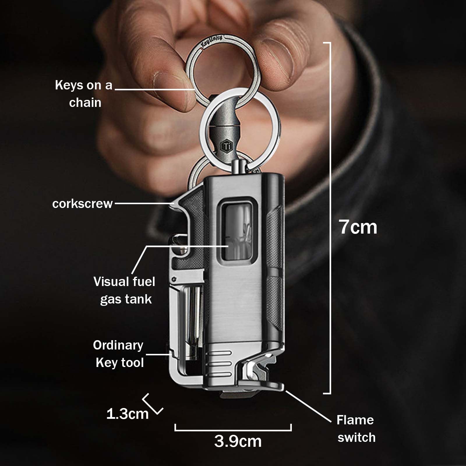 Portable Keychain Lighter-Adjustable Windproof Flame