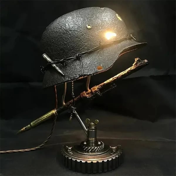 Handmade Stahlhelm Helmet Table Lamp