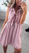Women's V-neck Strappy Striped Casual Dress