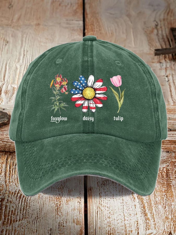 Unisex Floral Fdt Washed Cotton Hat