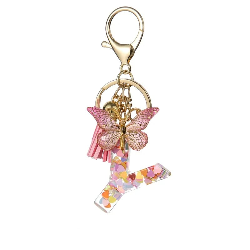 🔥Last Day 50% OFF - Butterfly Letter Keychain Tassel Design Vibrant Durable Lightweight Gift