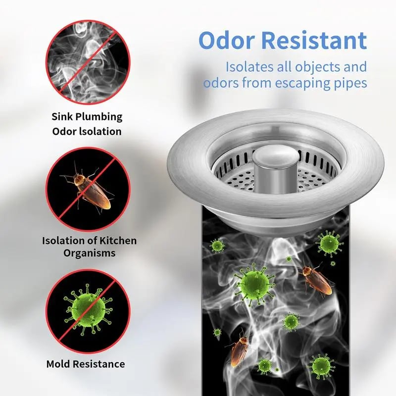 🎁TikTok Last Day Sale - 70% OFF🔥Upgraded 3 in 1 Kitchen Sink Drain Strainer