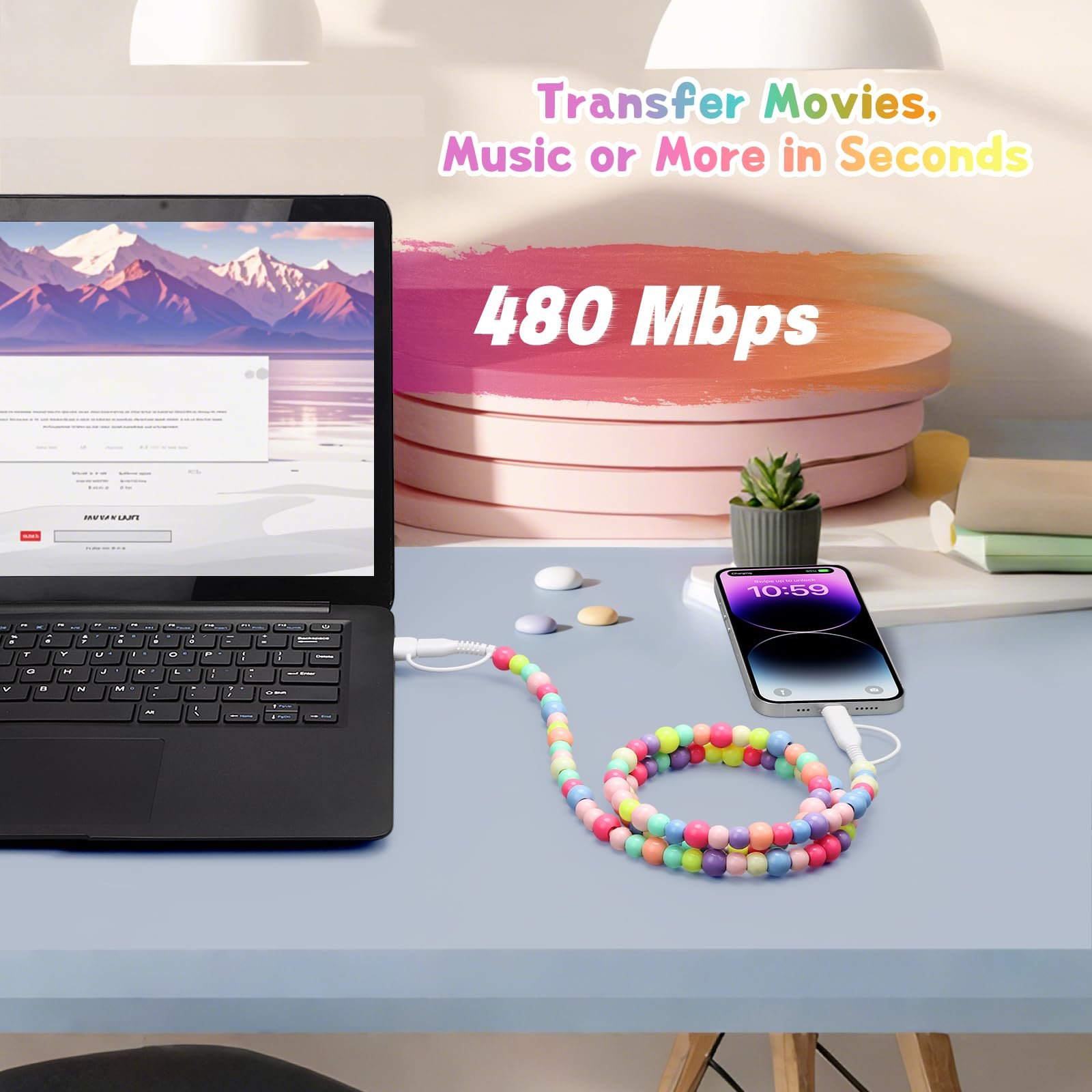 🎁TikTok Last Day Sale - 70% OFF✨4-in-1 Beaded Charging Cord&fast charging cable 66W