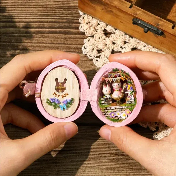 💕Handmade Easter Walnut Shell Doll House