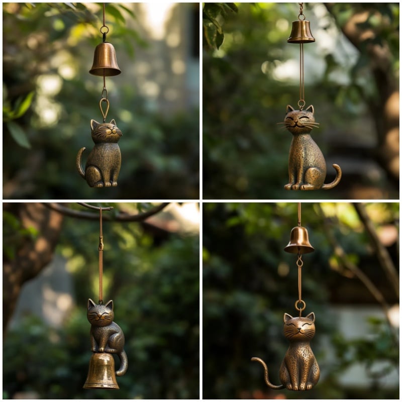 🎁TikTok Last Day Sale - 70% OFF🎉Handmade Retro Cat Wind Chime